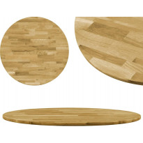 Pöytälevy kiinteä tammipuu pyöreä 23mm 700mm