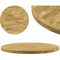 Pöytälevy kiinteä tammipuu pyöreä 44mm 800 mm