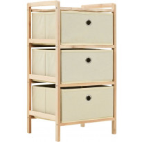 Säilytysteline 3 kuitukankaisella korilla setripuu beige