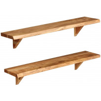 Seinähyllyt 2 kpl 90x20x16 cm kiinteä akaasiapuu