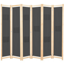 6-paneelinen tilanjakaja harmaa 240x170x4 cm kangas