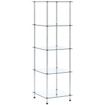 5-kerroksinen hylly läpinäkyvä 40x40x130 cm karkaistu lasi