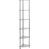 6-kerroksinen hylly läpinäkyvä 30x30x160 cm karkaistu lasi