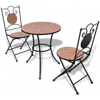 Bistrokalustesarja 3-osainen, mosaiikki, terrakotta