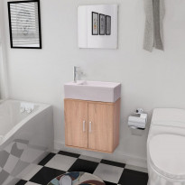 3-osainen kylpyhuoneen kaluste- ja pesuallassarja beige