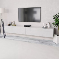 Tv-taso 2 kpl lastulevy 120x40x34 cm korkeakiilto valkoinen