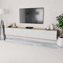 Tv-taso 2 kpl lastulevy 120x40x34 cm valkoinen ja tammi