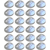 Aurinkoenergia ulkoseinävalaisimet, LED, 24 kpl, pyöreä, hopea
