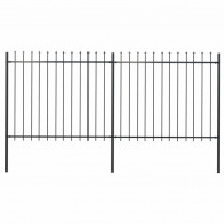 Puutarha-aita, keihäskärjillä, 3.4x1.5m, teräs, musta