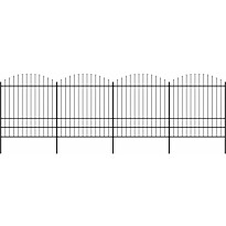 Puutarha-aita, keihäskärjillä, teräs, (1.75-2)x6.8m, musta