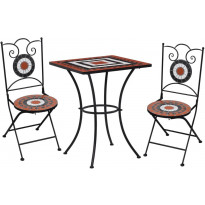 3-osainen mosaiikkibistrosarja, keraamiset laatat, terrakotta ja valkoinen