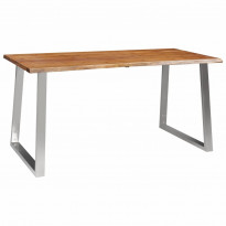 Lankkupöytä 160x80x75cm täysi akaasiapuu ja ruostumaton teräs