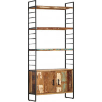 Kirjahylly 4 tasoa 80x30x180 cm täysi kierrätetty mangopuu