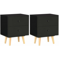 Yöpöydät 2 kpl musta 40x30x50 cm täysi mänty