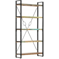 5-tasoinen kirjahylly 90x30x180 cm täysi kierrätetty puu