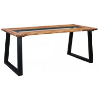 Ruokapöytä 180x90x75 cm täysi akaasiapuu ja lasi
