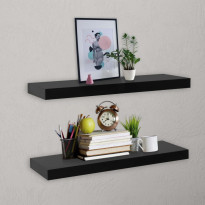 Kelluvat seinähyllyt 2 kpl musta 60x20x3,8 cm