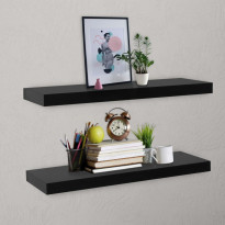 Kelluvat seinähyllyt 2 kpl musta 80x20x3,8 cm