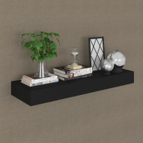 Kelluva seinähylly vetolaatikolla musta 80x25x8 cm