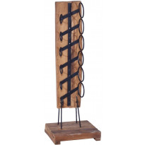 Viinipulloteline, 6-pullolle, 35x35x100 cm, täysi tiikki