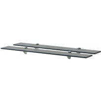 Kelluvat hyllyt, 2 kpl, lasi, 80x20 cm, 8 mm, musta