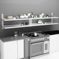 2-krs kelluvat seinähyllyt 2 kpl ruostumaton teräs 300x30 cm