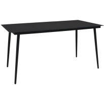 Puutarhan ruokapöytä musta 150x80x74 cm teräs ja lasi