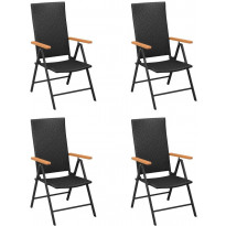 Polyrottinkiset puutarhatuolit 4 kpl musta