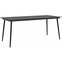 Puutarhan 190x90x74cm ruokapöytä musta teräs ja lasi