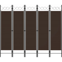 5-paneelinen tilanjakaja, ruskea, 200x180 cm