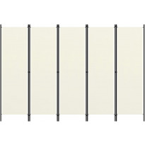 5-paneelinen tilanjakaja, kermanvalkoinen, 250x180 cm