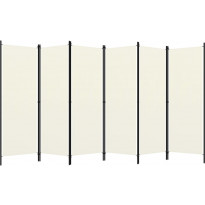 6-paneelinen tilanjakaja, kermanvalkoinen, 300x180 cm
