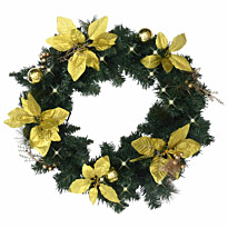 Jouluseppele LED-valoilla, kultakoristelulla, 60cm