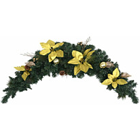 Joulukaari LED-valoilla, kultakoristelulla, 90cm