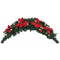 Joulukaari LED-valoilla, punaisilla koristeilla, 90cm