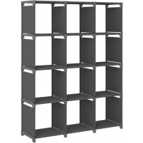 12 kuution esittelyhylly harmaa 103x30x141 cm kangas