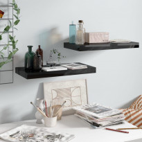 Kelluvat seinähyllyt 2 kpl korkeakiilto musta 50x23x3,8 cm