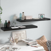 Kelluvat seinähyllyt 2kpl korkeakiilto musta 80x23,5x3,8 cm