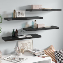 Kelluvat seinähyllyt 4 kpl korkeakiilto musta 80x23,5x3,8 cm