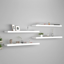 Kelluvat seinähyllyt 4 kpl valkoinen 90x23,5x3,8 cm mdf