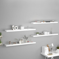 Kelluvat seinähyllyt 4 kpl valkoinen 120x23,5x3,8 cm mdf