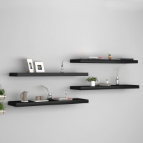 Kelluvat seinähyllyt 4 kpl musta 90x23,5x3,8 cm mdf