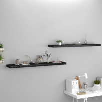 Kelluvat seinähyllyt 2 kpl musta 120x23,5x3,8 cm mdf