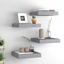 Kelluvat seinähyllyt 4 kpl harmaa 23x23,5x3,8 cm mdf