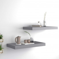 Kelluvat seinähyllyt 2 kpl harmaa 50x23x3,8 cm mdf