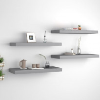 Kelluvat seinähyllyt 4 kpl harmaa 60x23,5x3,8 cm mdf