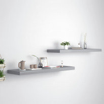 Kelluvat seinähyllyt 2 kpl harmaa 90x23,5x3,8 cm mdf