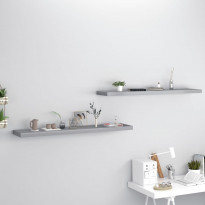 Kelluvat seinähyllyt 2 kpl harmaa 120x23,5x3,8 cm mdf