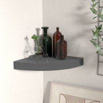 Kelluva kulmahylly korkeakiilto harmaa 25x25x3,8 cm mdf