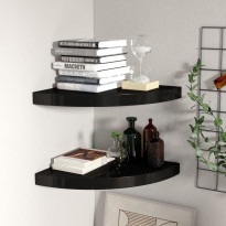 Kelluvat kulmahyllyt 2 kpl musta 35x35x3,8 cm mdf